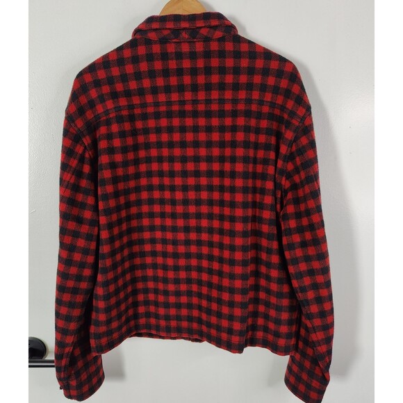 Vintage J Crew Jacket Wool Mens Medium Red Plaid Oarsman Wool Flannel - Picture 2 of 5